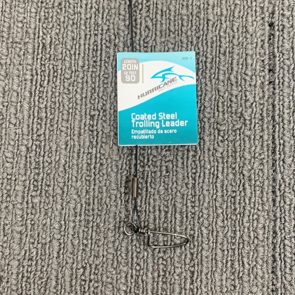 2 Hurricane Salt Tackle Coated Steel Trolling Fishing Leaders Black 20in 90lb - Picture 8 of 12
